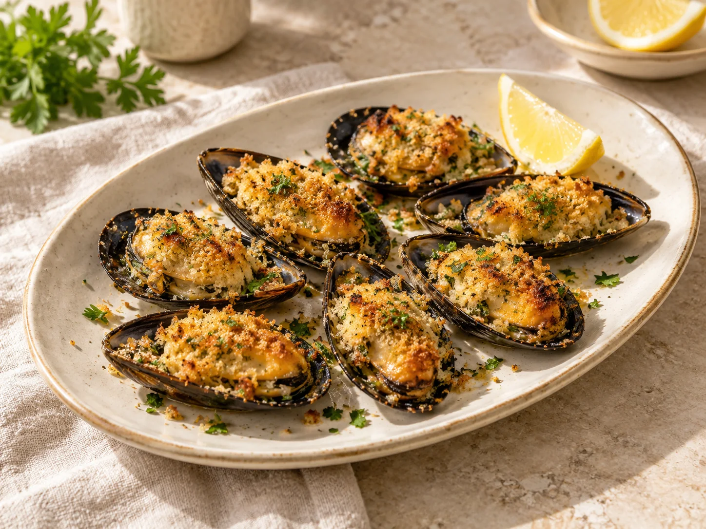 Cozze gratinate alla marchigiana